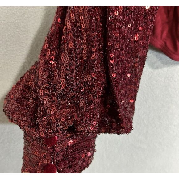 Skies Are Blue Bodysuit Womens XL Red Sequins Evening party Sparkly Mermaid Core - Picture 4 of 8